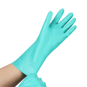 Gants de travail robustes de 33 cm, verts, imperméables, antistatiques, sans latex, résistants aux produits chimiques, pour travaux industriels, jardinage et tâches ménagères - Product Image 1
