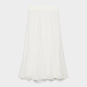 Ladies' White Chiffon <b>Pleated</b> Half Length <b>Skirt</b>-Elegant and Beautiful Casual Design - Product Image 2