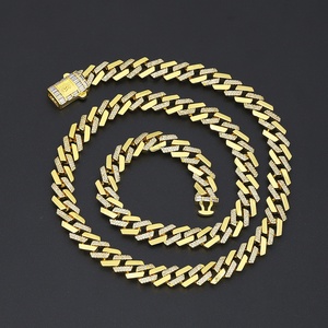 JXX Joyería de Moda Hip Hop, Cadena Cubana de Latón Chapado en Oro de 24K de 10mm con Zirconia, Collar para Mujeres y Hombres - Product Image 5