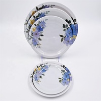 Assiettes plates rondes en mélamine écologiques avec motif floral personnalisé, vaisselle en plastique de différentes tailles pour la restauration