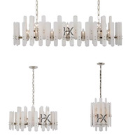 Lámpara de Techo Colgante Rectangular Moderna de Lujo en Cobre Dorado, Altura Ajustable, Base para Bombilla E14 LED, para Decoración de Sala de Estar
