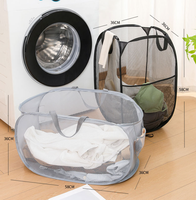 Panier à linge pliable en maille grande capacité avec poignées, sac de rangement pliable pour dortoir et salle de bain, noir