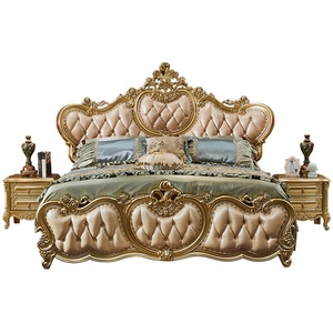 <span class=keywords><strong>Lit</strong></span> double en bois massif de style européen en cuir véritable 1,8 m, design noble doré sculpté avec <span class=keywords><strong>strass</strong></span>, fonction démontable, pour chambre à coucher - Product Image 5