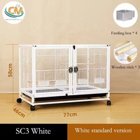 Cages à oiseaux de luxe OEM/ODM en métal noir avec roues, mangeoire et plateau en plastique pour l'élevage de grands perroquets