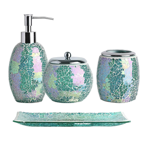 Modern Style Mirror Mosaic Glass <b>Bathroom</b> <b>Accessory</b> Four-Piece <b>Set</b> Factory Supplied for Home Decoration - Product Image 1