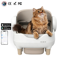 Bac à litière pour chat automatique intelligent à nettoyage automatique, acceptant les commandes OEM, design ouvert, avec contrôle par application, éliminateur d'odeurs, grande capacité 65L
