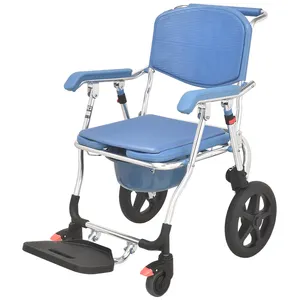 Wheelchairs Price Aluminum Portable Folding Commode Chair With Wheel Pedal