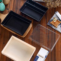 Platos de Madera Desechables Ecológicos Personalizados para Sushi, Envases de Comida para Llevar con Tapa Transparente para Azúcar