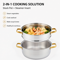 Ensemble de casseroles et marmites de cuisson en acier inoxydable avec couvercles et fond encapsulé, pour la cuisson à la vapeur, vente en gros, directement de l'usine