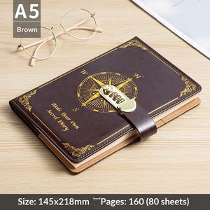 Cuaderno Creativo Personalizado al por Mayor con Tapa Dura de Cuero PU A5, Libreta con Contraseña y Cierre, Encuadernación Cosida, 100 Hojas, Multifuncional y Grueso - Product Image 3