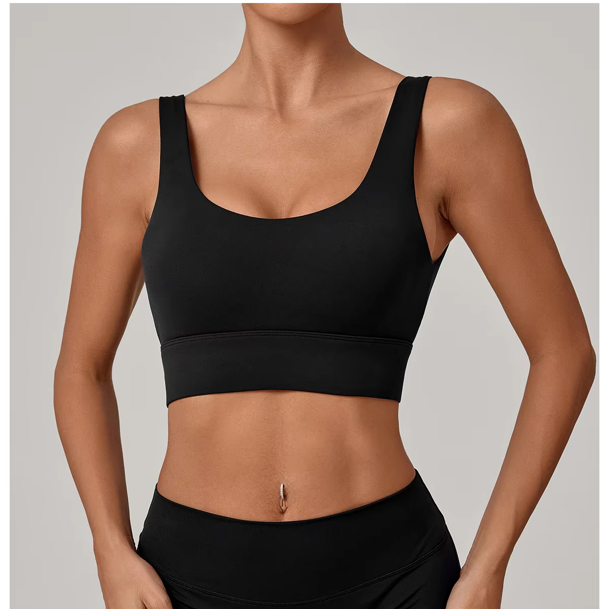 Women's Breathable High Support Wide Hem Tight Yoga Bra for Running Fitness Sports Underwear