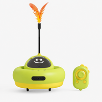 Jouet pour chat télécommandé en gros avec distributeur de friandises, queue à plumes, lumière laser, port pour friandises et jeu automatique pour animaux domestiques