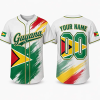 Maillot de baseball personnalisé brodé avec motif oiseau et drapeau nationaux de la Guyane, conception OEM POD, nom et numéro d'équipe personnalisés, haut pour homme