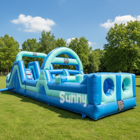 Parcours d'obstacles gonflable pas cher sur le thème de l'océan, bleu, pour adultes, château gonflable, parcours d'obstacles, combo sportif pour enfants