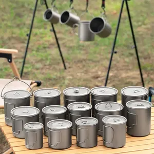 Gobelet de camping <span class=keywords><strong>en</strong></span> titane de qualité supérieure 750 ml pour la randonnée <span class=keywords><strong>en</strong></span> plein air et les voyages avec couvercle anti-fuite, léger et durable - Product Image 5