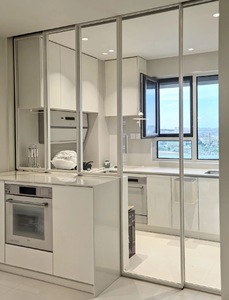 Porte coulissante en aluminium avec verre, style français, décoration intérieure blanche, porte de séparation pour cuisine, salle à manger, chambre - Product Image 6