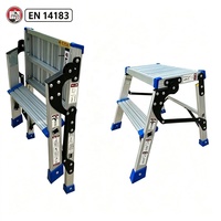 Marchepied pliant à libération rapide en 2 étapes, large, antidérapant, en aluminium, conforme EN 14183, capacité de charge 150 kg, pour escalier et entrepôt