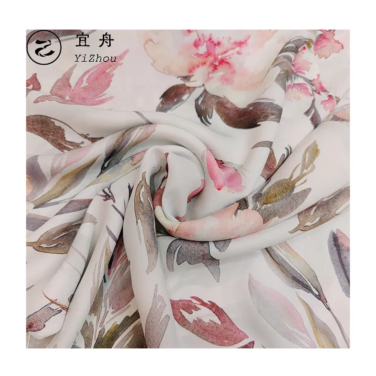 Imprimé floral motif élégant impression numérique 100% polyester doux 50D Satin mousseline de soie tissu 85gsm patten et couleurs sélectionner le support