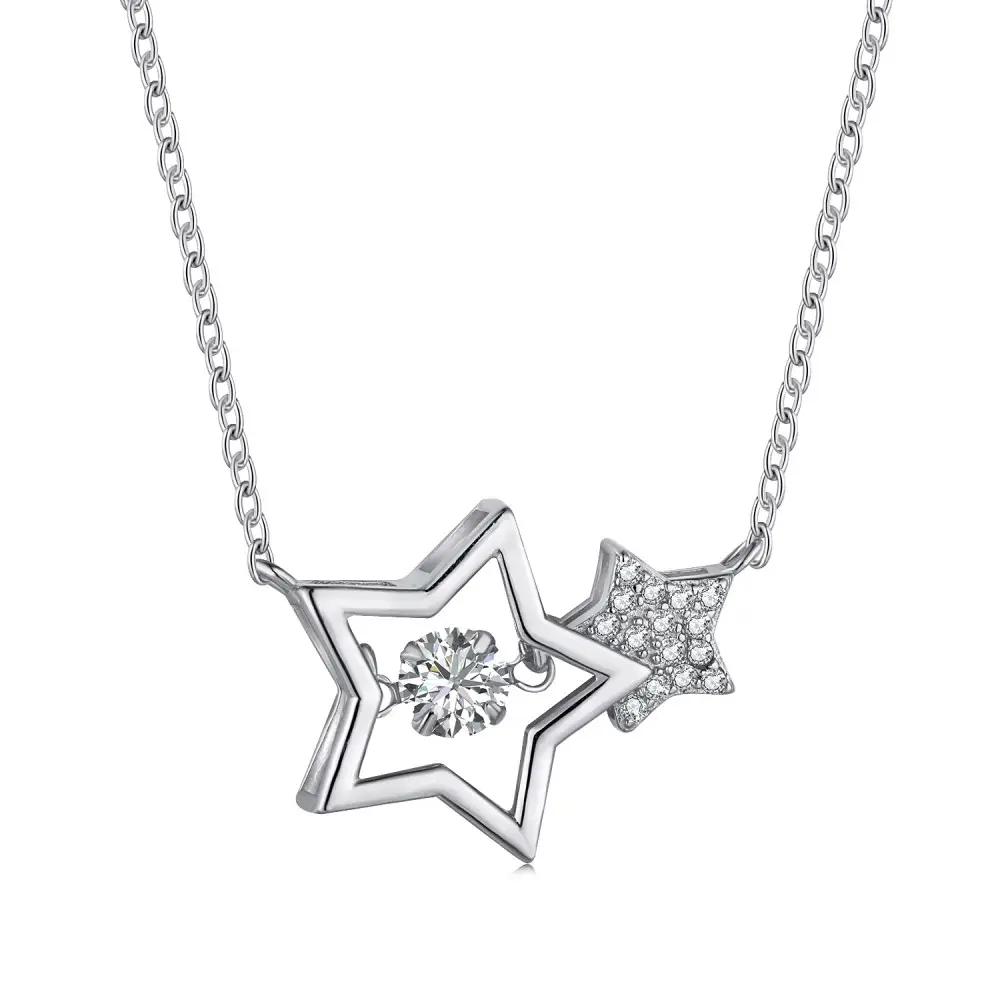 Dylam High Quality S925 Sterling Silver CZ Stone Star Pendent Women Necklaces