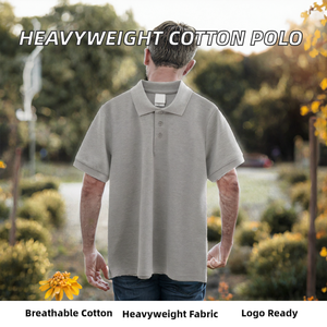 Polo pour homme en coton lourd 100 %, logo personnalisé, uniforme décontracté, tee-shirt de golf tricoté à manches courtes - Product Image 2