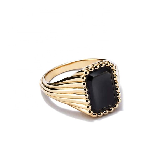 Gemnel New Simple Design Jewelry Personality Geometry Ring with a baguette Black Diamond Ring