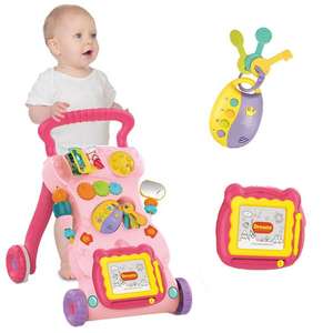 Venta al por mayor cochecito musical educativo para bebés Andador de actividades para bebés con órgano de espejo tablero de dibujo andador para niños pequeños - Product Image 1