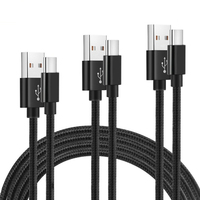 Câble de chargement et de données USB type C Câble de chargeur USB C pour téléphone portable tressé en nylon 2.4A pour appareil Android