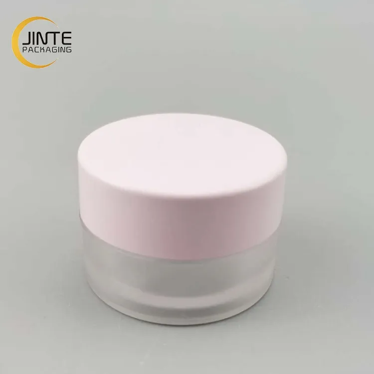 Stokta 0.5 oz buzlu pembe plastik kavanoz 15 ml PETG krem kavanoz dudak balsamı dudak fırçalama oje kozmetik konteyner