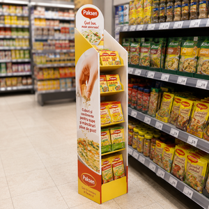 Spice Display Cardboard Floor <b>Stand</b>, Tool-Free Assembly For Cooking Condiment Sachets, Hypermarket In-Store Promotion - Product Image 1