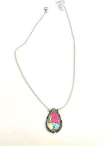 Algodón caramelo Mojave lágrima colgante plata esterlina joyería hecha a mano - Product Image 6