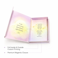 Juego de Tarjetas de Afirmación con Corazones Personalizados, Estilo Libro, Caja Magnética, Impresión Completa en el Interior, 52 Tarjetas de Oráculo, Regalo de Bienestar B2B, OEM