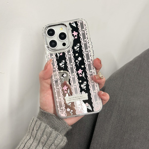 Étui de téléphone créatif avec miroir et dentelle florale, compatible avec <span class=keywords><strong>iPhone</strong></span> 17 16 15 14 13 <span class=keywords><strong>12</strong></span>, étui de protection pratique avec miroir de maquillage - Product Image 5