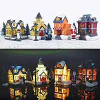 2022 Amazon vendita calda Home Decor resina LED Christmas House Village Figurine per regali per bambini