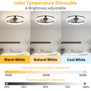 Intelligent Mute DC Motor LED <b>Fan</b> Light <b>Remote</b> & App <b>Control</b> 6-Speed 7 Blades Dimmable Iron Lamp Body Low Noise Modern Bedroom - Product Image 4