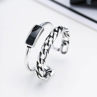 JZ537 Vente en gros d'usine, bagues rétro pour femmes, bijoux tendance, bague ouverte réglable à double chaîne