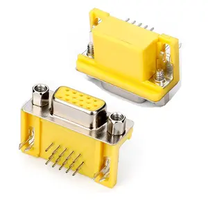 D-SUB 15Pin dişi konnektör HDB 15Pin PCB R/A tipi 4-40 # somunu (sarı konut)