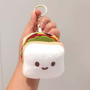Porte-clés <span class=keywords><strong>sandwich</strong></span> alimentaire Simulation mignon Mini peluche <span class=keywords><strong>pain</strong></span> grillé Hamburger peluche porte-clés jouets joli sac <span class=keywords><strong>de</strong></span> nourriture pendentif à breloques poupée - Product Image 2