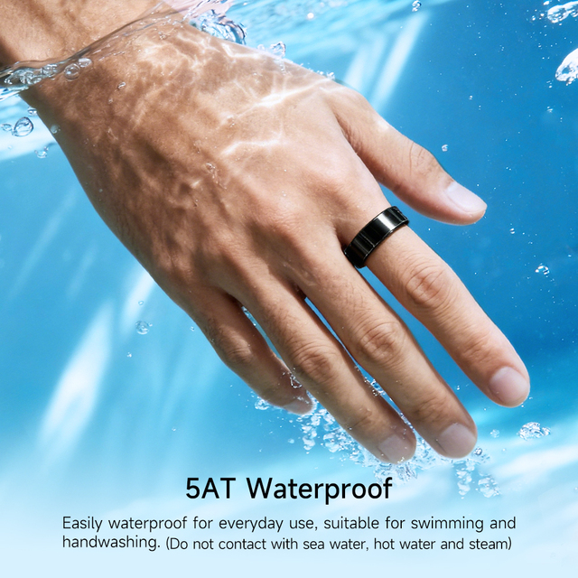 Blood Pressure Monitoring Smart Ring for Men 5ATM Waterproof Thin Fitness Tracker Smart Health Smart Rings for Men