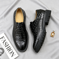 1 paire MOQ Chaussures habillées pour hommes en cuir Derby à semelle légère, entièrement embossées croco, plateforme épaisse, qualité supérieure