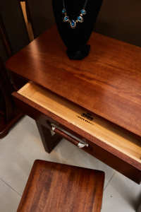 Meuble de maison, <span class=keywords><strong>coiffeuse</strong></span> moderne en bois brun, ensemble de table à maquillage avec miroir - Product Image 3