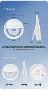 Aro de Luz con Clip, Aro de Luz Selfie Recargable Lulin con 38 LED para Teléfono, Portátil, Tableta (<span class=keywords><strong>3</strong></span> Modelos, 4 Niveles de Brillo) - Product Image 6