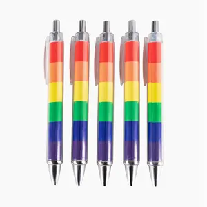 Caneta criativa personalizada MEGA ODM OEM com rolo de papel colorido dentro da Caneta Rainbow para promoção, caneta de presente com logotipo personalizado