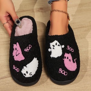 Felpa Fuzzy Halloween Castillo Payaso Murciélago Gato Boo Spooky Zapatillas Mujeres Hombres - Product Image 4