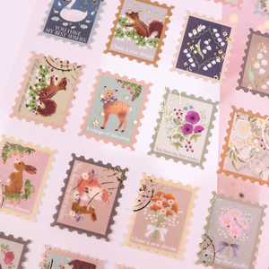 Autocollants de scrapbooking DIY <span class=keywords><strong>personnalisés</strong></span>, style dessin animé, feuille d'or, résistants aux UV, adhésifs, motif de <span class=keywords><strong>timbre</strong></span>-<span class=keywords><strong>poste</strong></span> vintage pour les voyages - Product Image 3