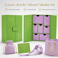 Boîtes de calendrier de l'Avent personnalisées pour bijoux, emballage créatif, design tiroir imprimé recyclé, boîte cadeau 7 jours avec insert en papier à rabat