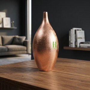 Jarrón metálico de oro rosa OEM, jarrones de mesa de laca de bambú modernos de alta calidad, decoración pintada a mano, venta al por mayor, hecho en Vietnam - Product Image 1