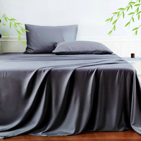 Draps de lit en sergé de fibre de bambou 400TC, style moderne minimaliste, doux et soyeux, teinture réactive, couleur unie, personnalisable
