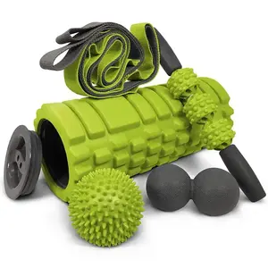 One Stop Service Custom EVA Muscle Yoga Massage Ball Exercise Band 6 In 1 Foam Roller Set With Bag