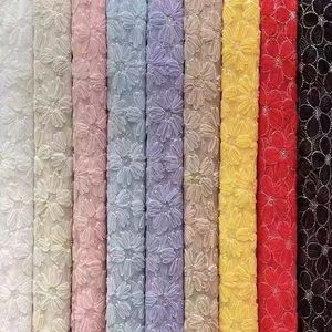 Новая ткань из 100% полиэстера с вышивкой пайетками и бисером, кружевная отделка, узор «Бегония», однотонная, для девочек, с PA-покрытием, напрямую от производителя - Product Image 1