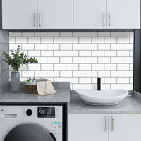 Vivid Tiles Weiße, hellgraue Fugenmörtel-PVC-Fliesen, selbstklebende Fliesen